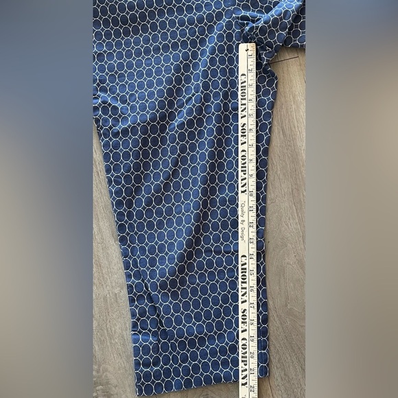 Talbots Stretch Cropped Causal Dress Pants Blue White Circle Pattern Women’s 14 - Picture 10 of 11